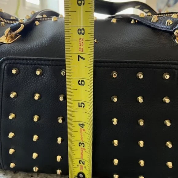 Vintage Ralph Lauren Black Pebbled Leather Gold Studded Stachel Bag - Picture 9 of 16